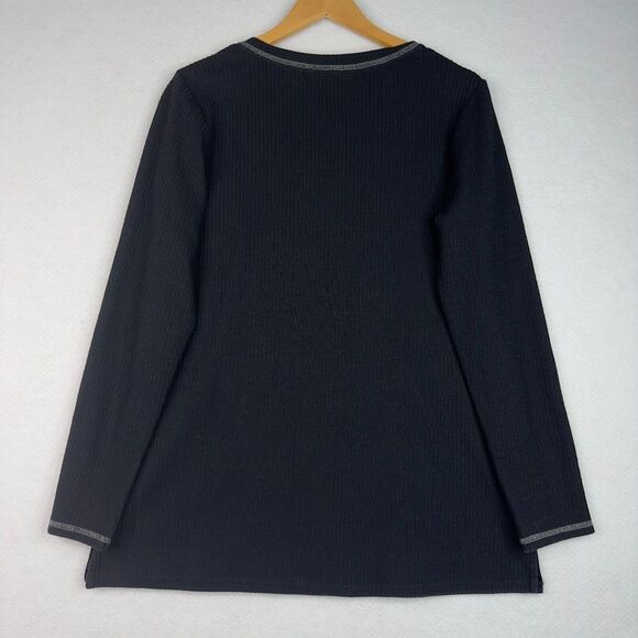Soft Surroundings Nellie Tunic Black Sz Medium M V-Neck Knit Stretch Long Sleeve - Picture 8 of 12